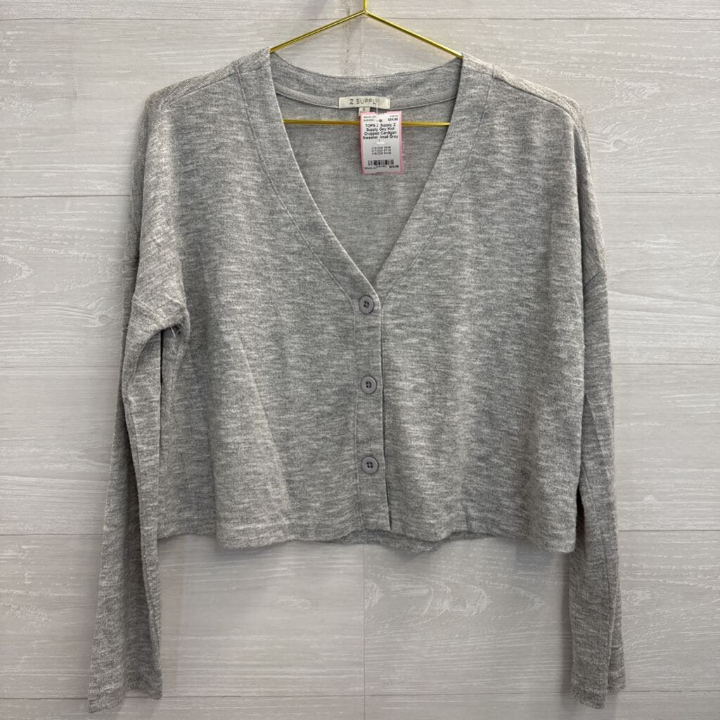 Z Supply Gey Knit Cropped Cardigan Sweater Small