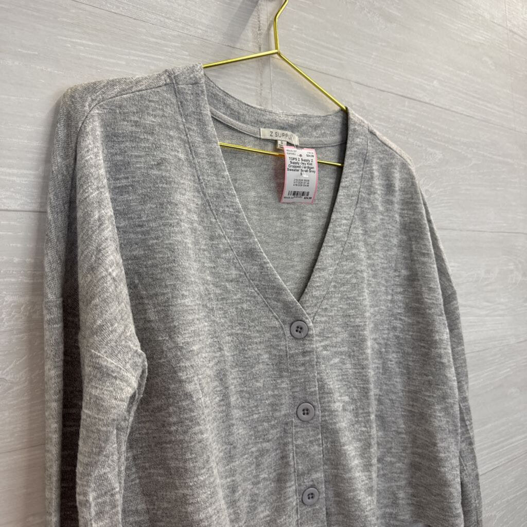 Z Supply Gey Knit Cropped Cardigan Sweater Small