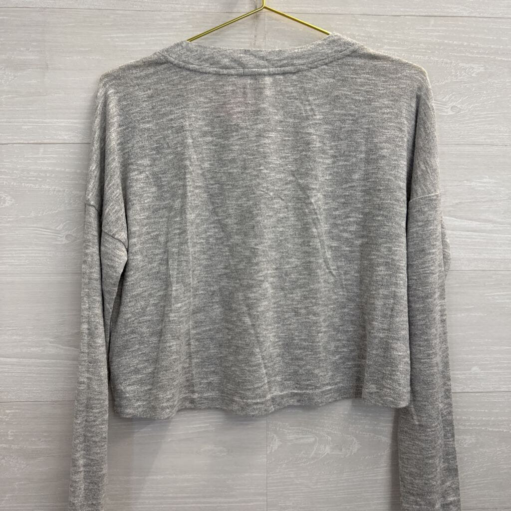 Z Supply Gey Knit Cropped Cardigan Sweater Small