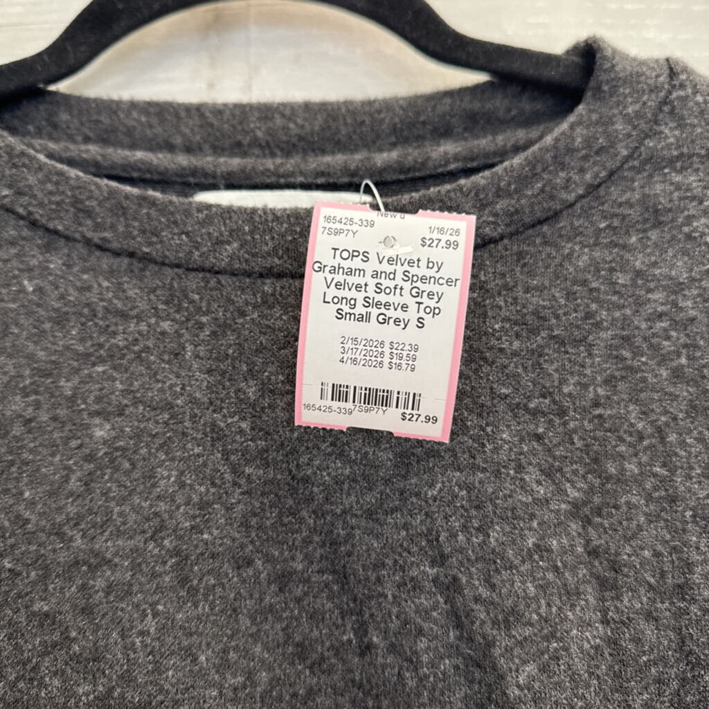 Velvet Soft Grey Long Sleeve Top Small