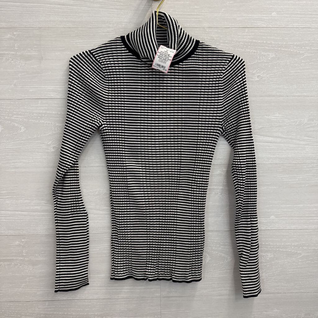 Anthropologie Black/ White Striped Turtleneck Top Small