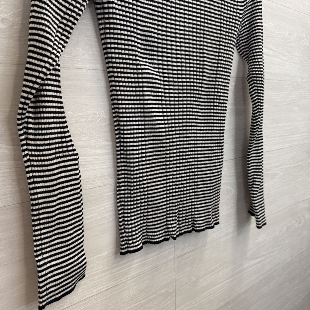 Anthropologie Black/ White Striped Turtleneck Top Small