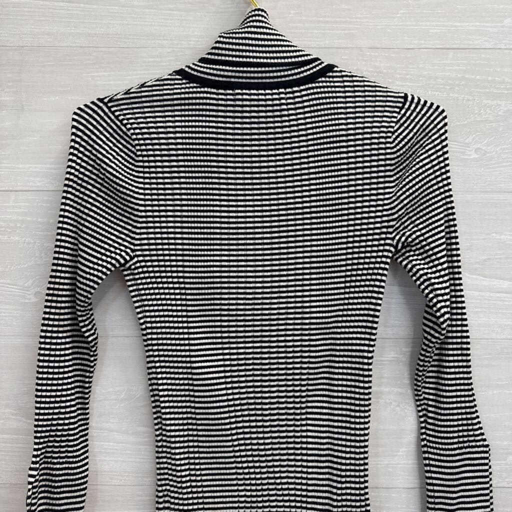 Anthropologie Black/ White Striped Turtleneck Top Small