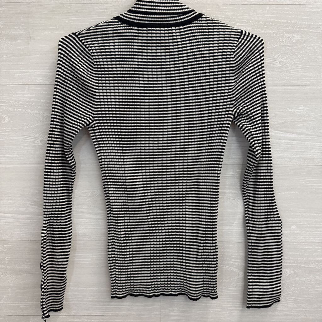 Anthropologie Black/ White Striped Turtleneck Top Small