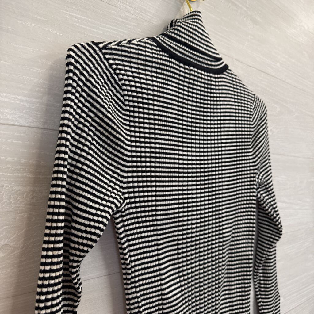 Anthropologie Black/ White Striped Turtleneck Top Small