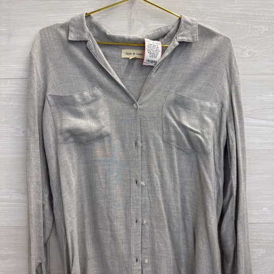 Cloth and Stone Soft Grey Long Sleeve Button Down Top Extra Small