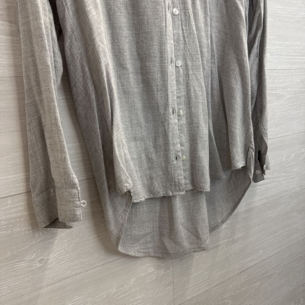 Cloth and Stone Soft Grey Long Sleeve Button Down Top Extra Small