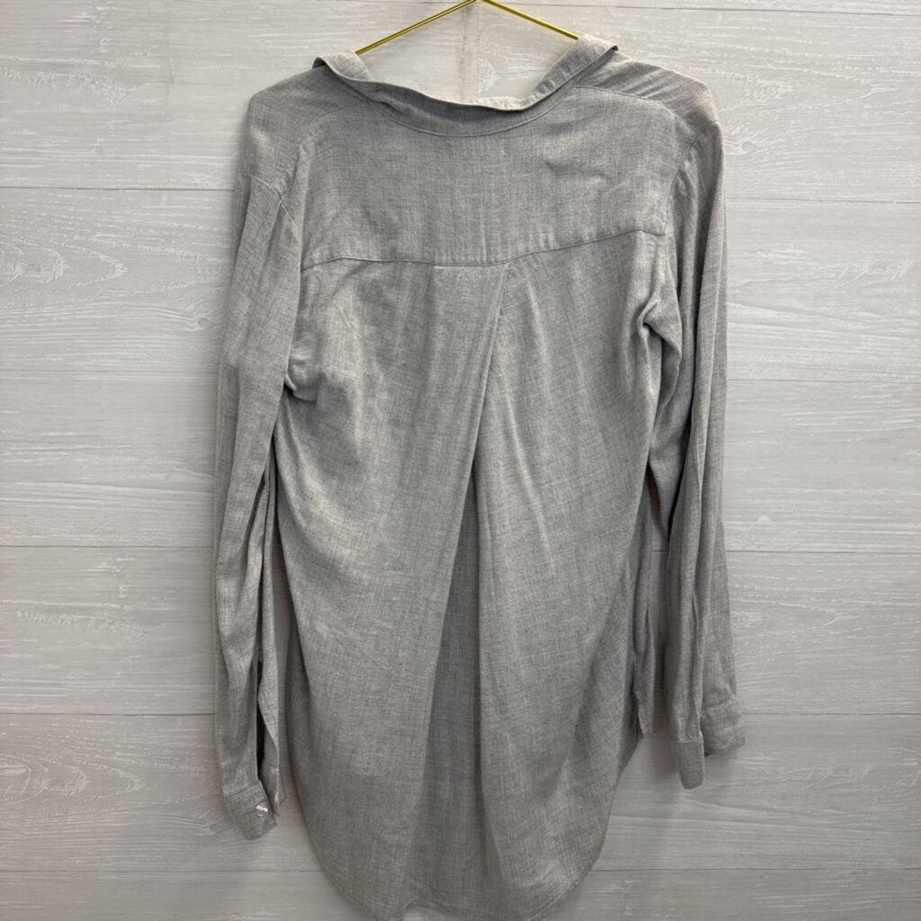 Cloth and Stone Soft Grey Long Sleeve Button Down Top Extra Small
