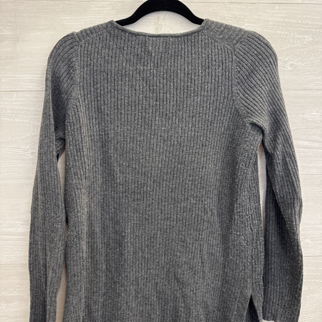 Anthropologie Grey Knit Notched V Neck Sweater Extra Small