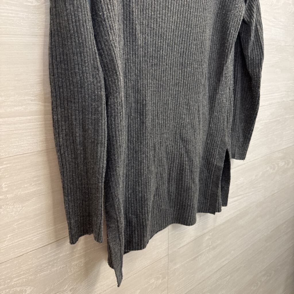 Anthropologie Grey Knit Notched V Neck Sweater Extra Small