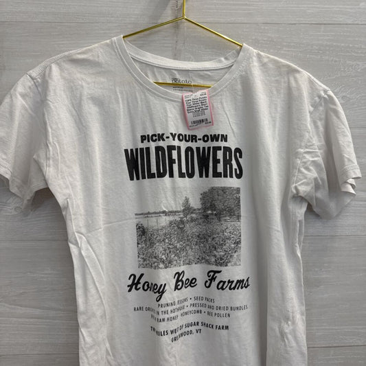 Three Potato Four White/ Black Wildflowers Short Sleeve Graphic Tee Extra Small