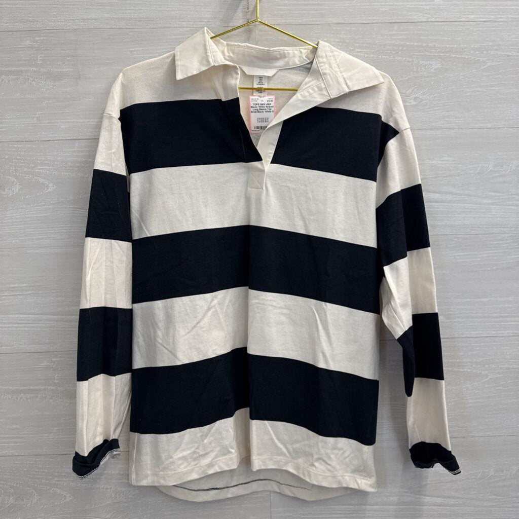 H&M Black/ White Striped Long Sleeve Top Small