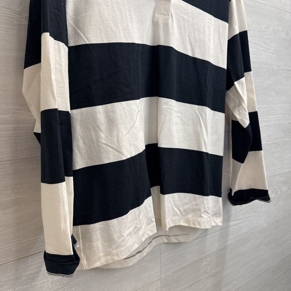 H&M Black/ White Striped Long Sleeve Top Small
