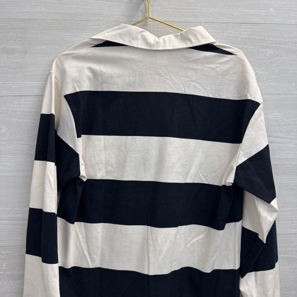H&M Black/ White Striped Long Sleeve Top Small