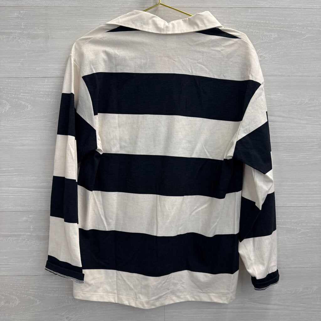 H&M Black/ White Striped Long Sleeve Top Small