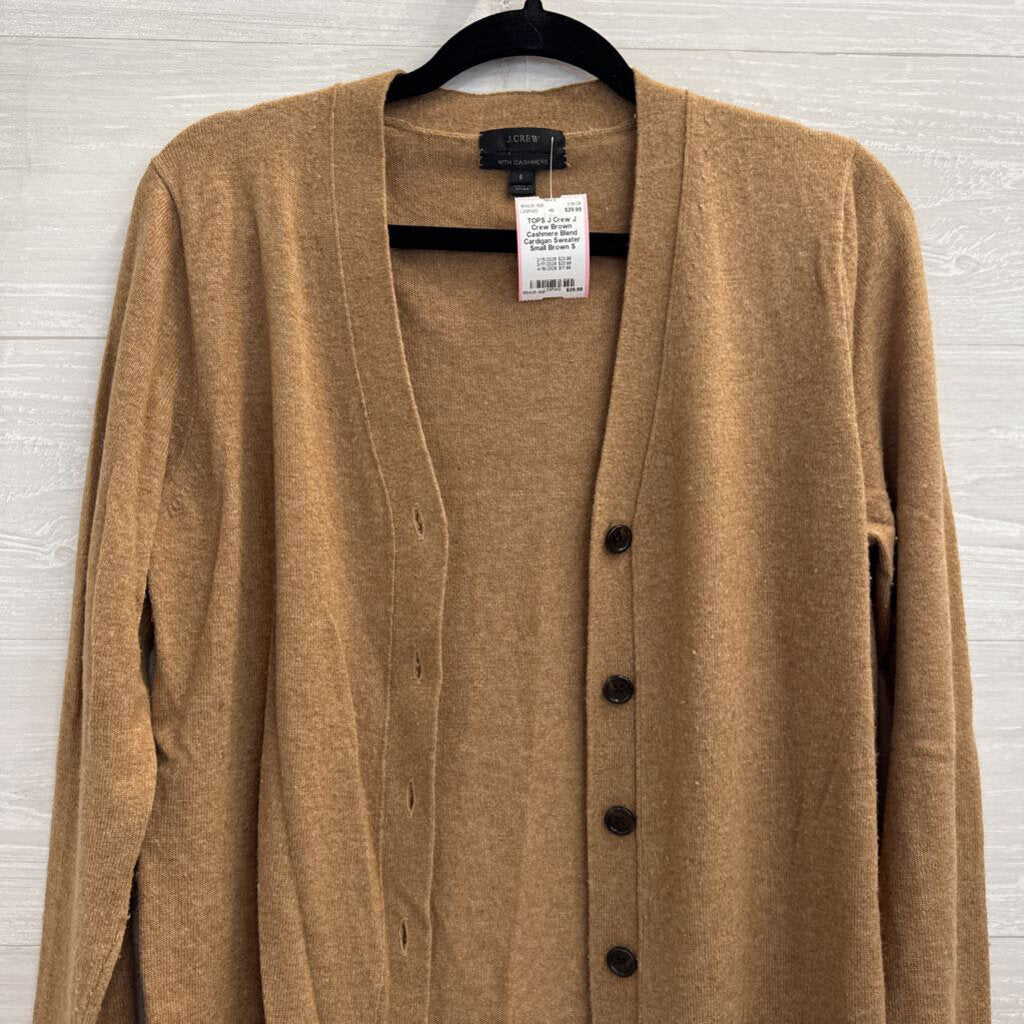 J Crew Brown Cashmere Blend Cardigan Sweater Small