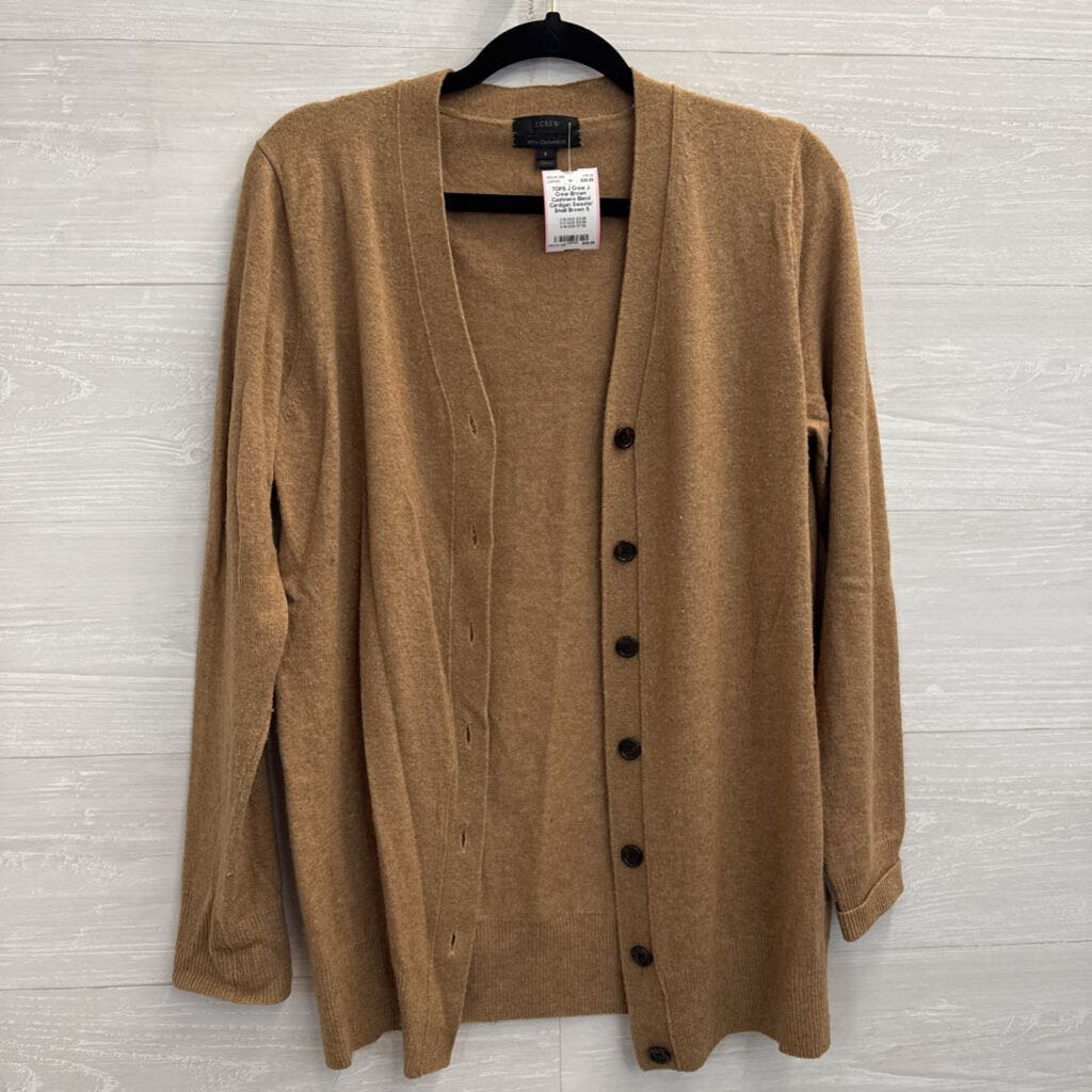 J Crew Brown Cashmere Blend Cardigan Sweater Small