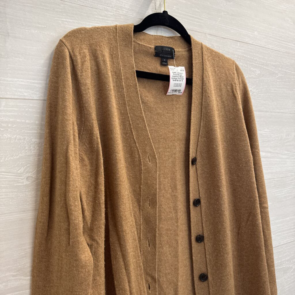 J Crew Brown Cashmere Blend Cardigan Sweater Small