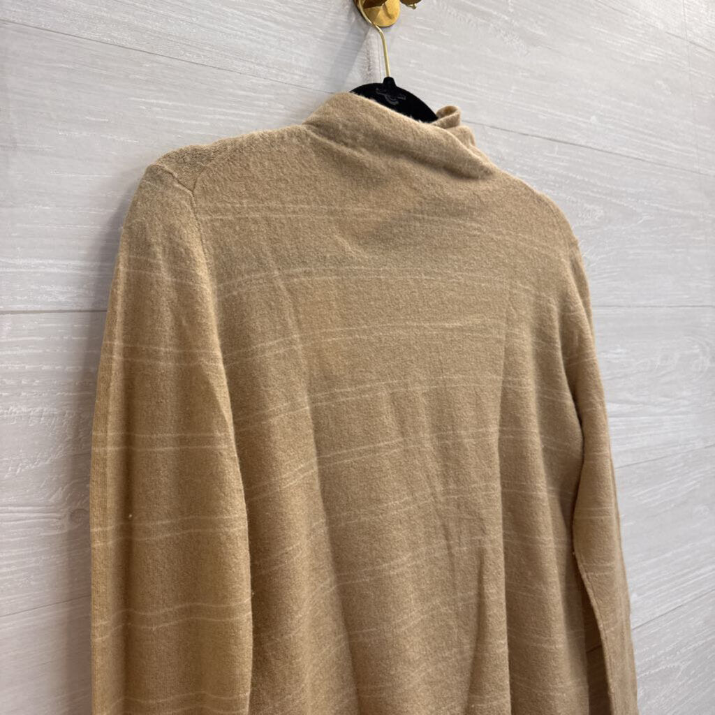 Vince Beige/ White Striped 100% Cashmere Mock Neck Sweater Top Extra Small