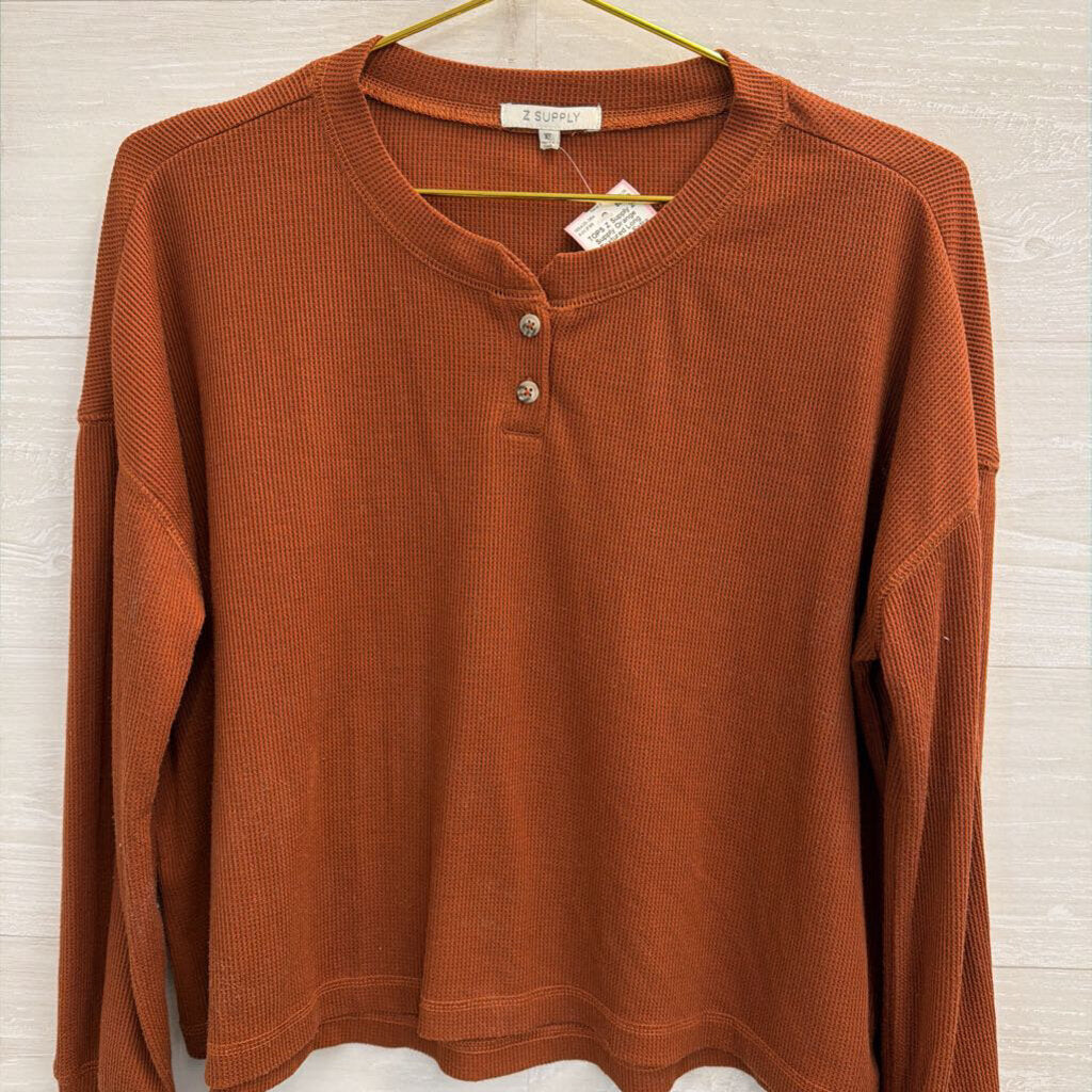 Z Supply Orange Textured Long Sleeve Top Extra Small