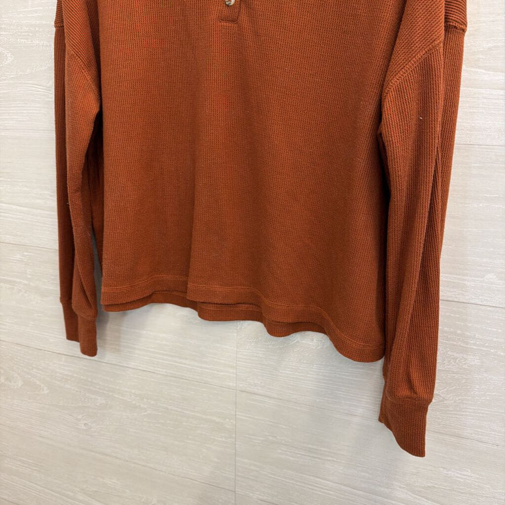 Z Supply Orange Textured Long Sleeve Top Extra Small