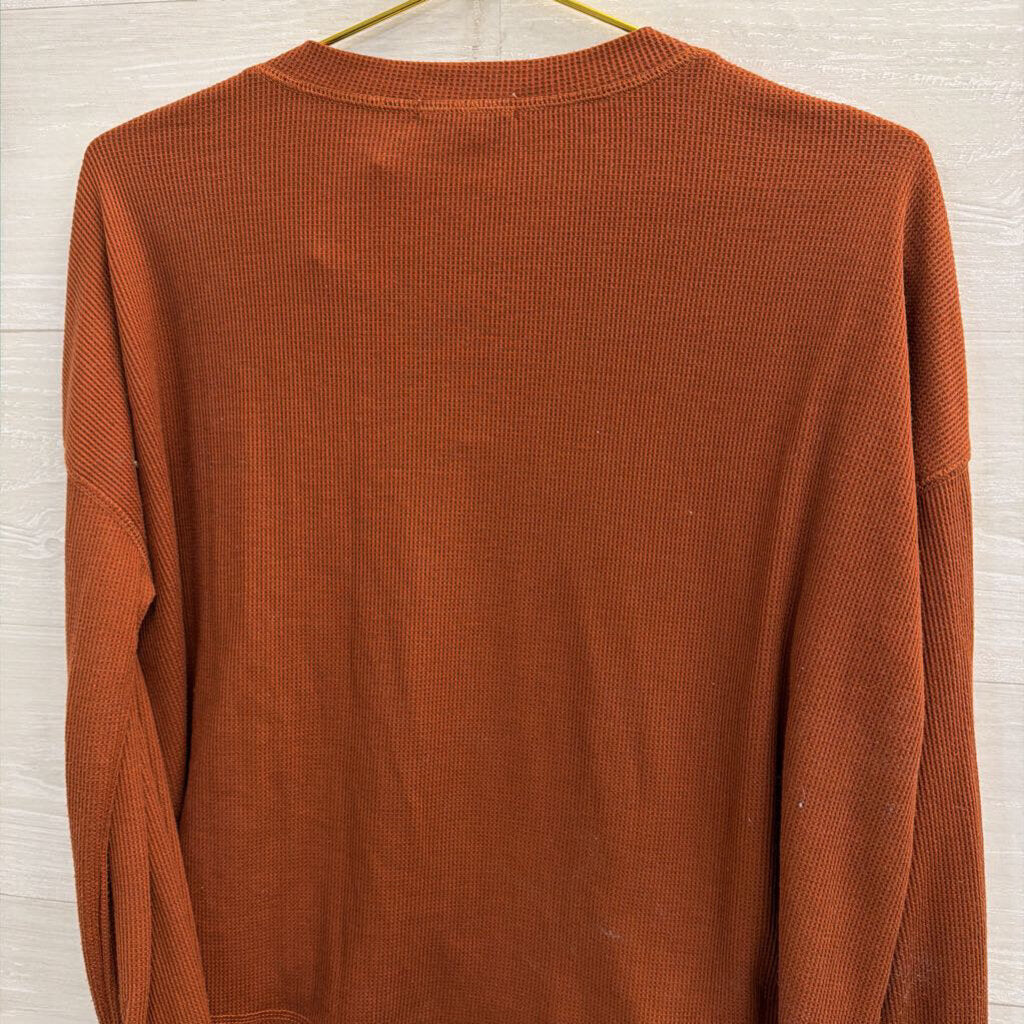 Z Supply Orange Textured Long Sleeve Top Extra Small