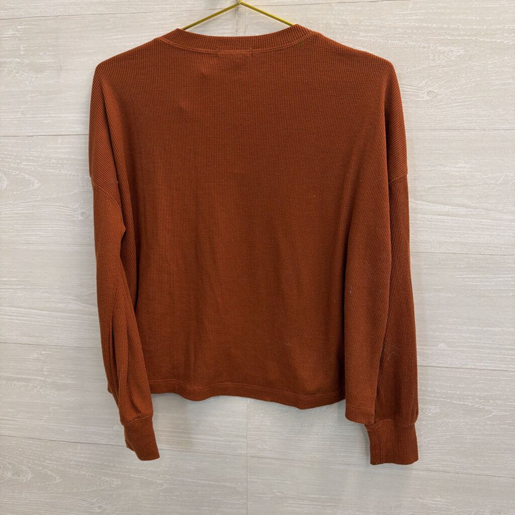 Z Supply Orange Textured Long Sleeve Top Extra Small