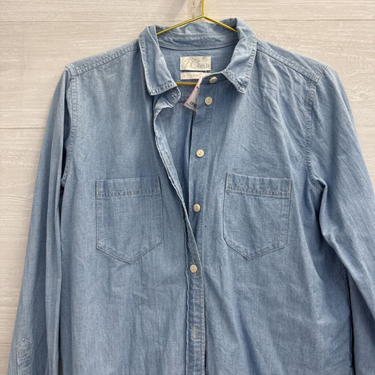 J Crew Blue Chambray Long Sleeve Button Down Top Small