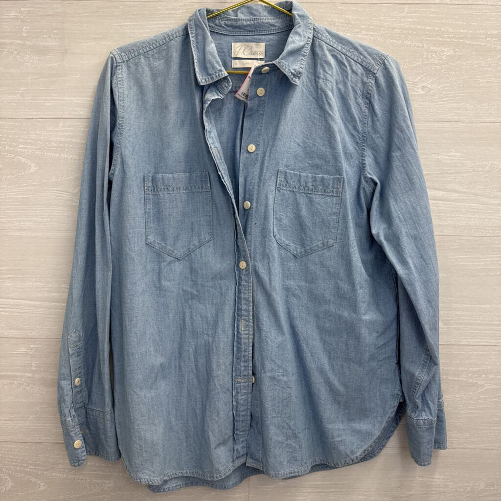 J Crew Blue Chambray Long Sleeve Button Down Top Small