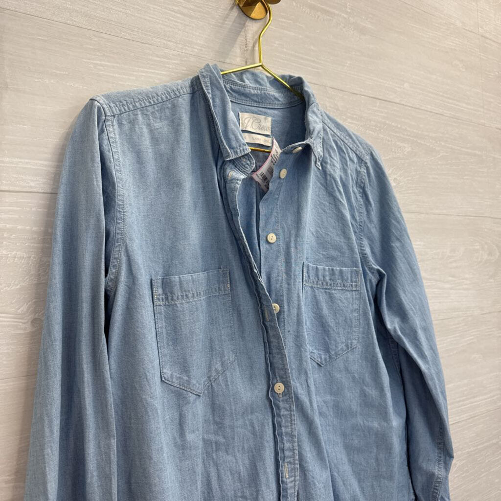 J Crew Blue Chambray Long Sleeve Button Down Top Small