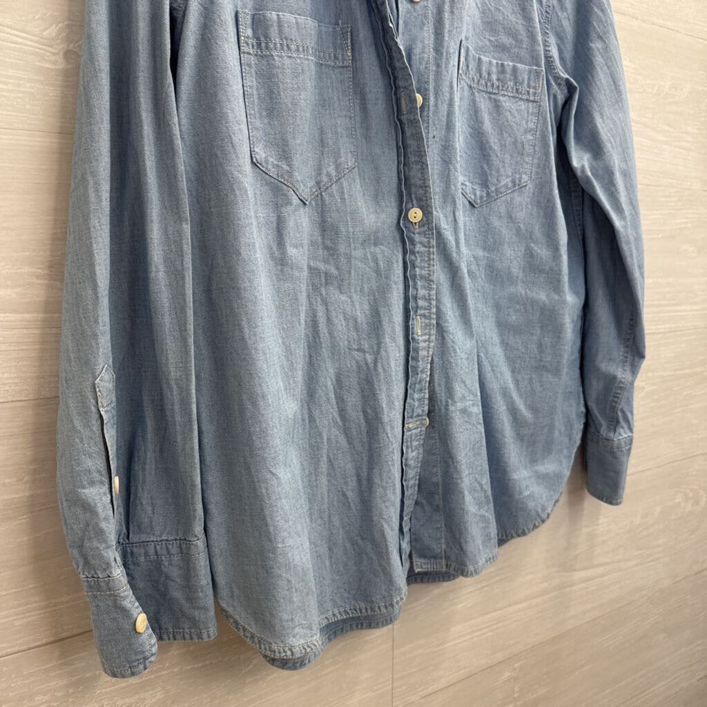 J Crew Blue Chambray Long Sleeve Button Down Top Small