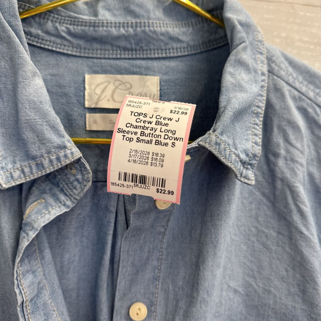 J Crew Blue Chambray Long Sleeve Button Down Top Small