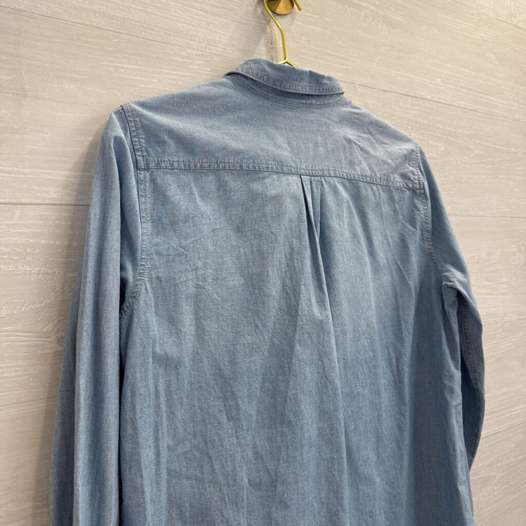 J Crew Blue Chambray Long Sleeve Button Down Top Small
