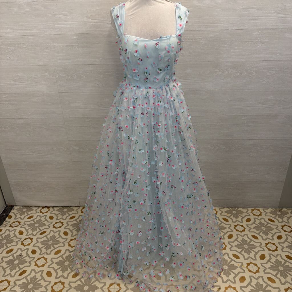 Tulle Formal Dress With Flower Appliques Large