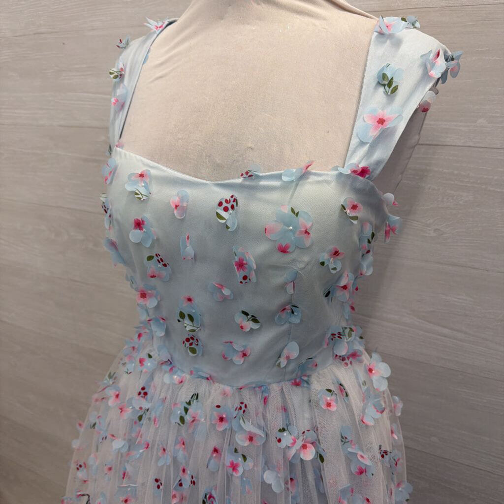 Tulle Formal Dress With Flower Appliques Large