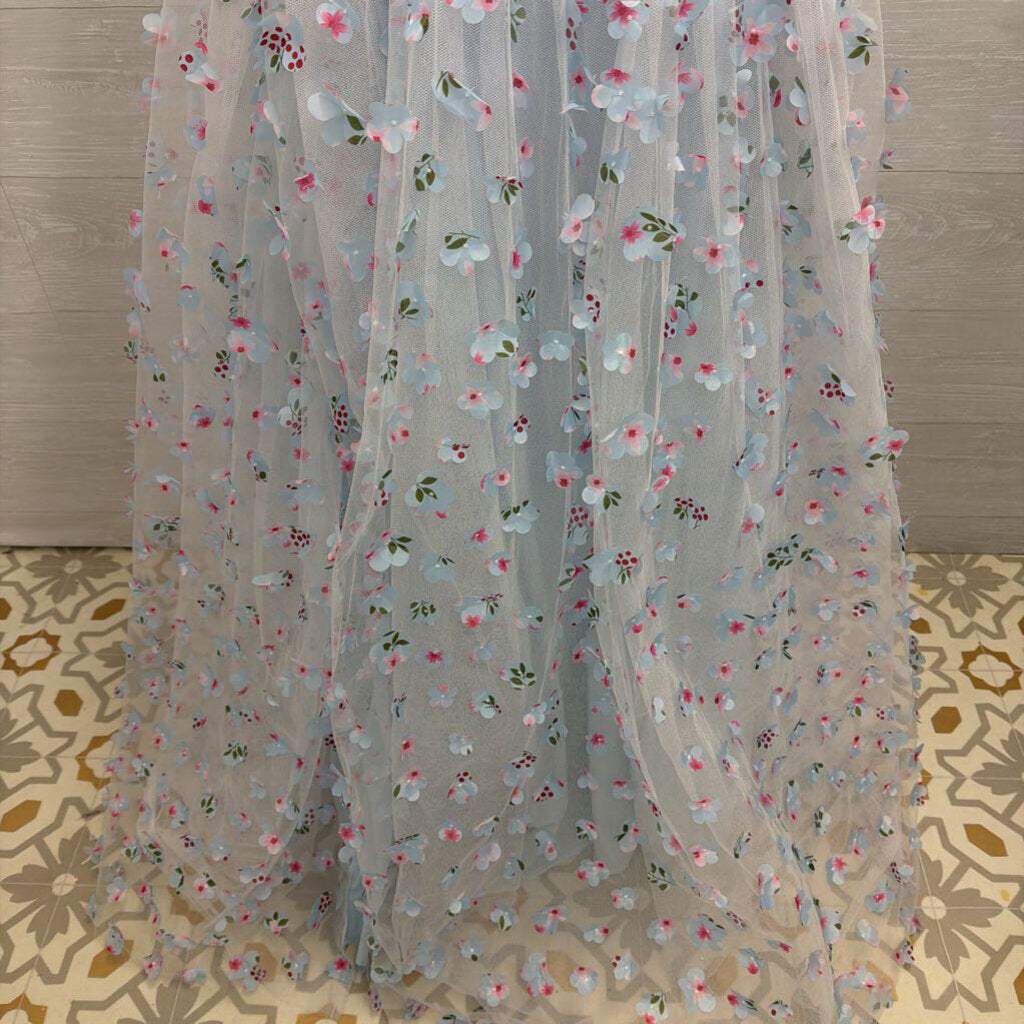 Tulle Formal Dress With Flower Appliques Large