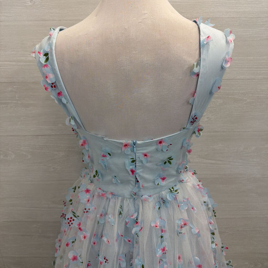 Tulle Formal Dress With Flower Appliques Large