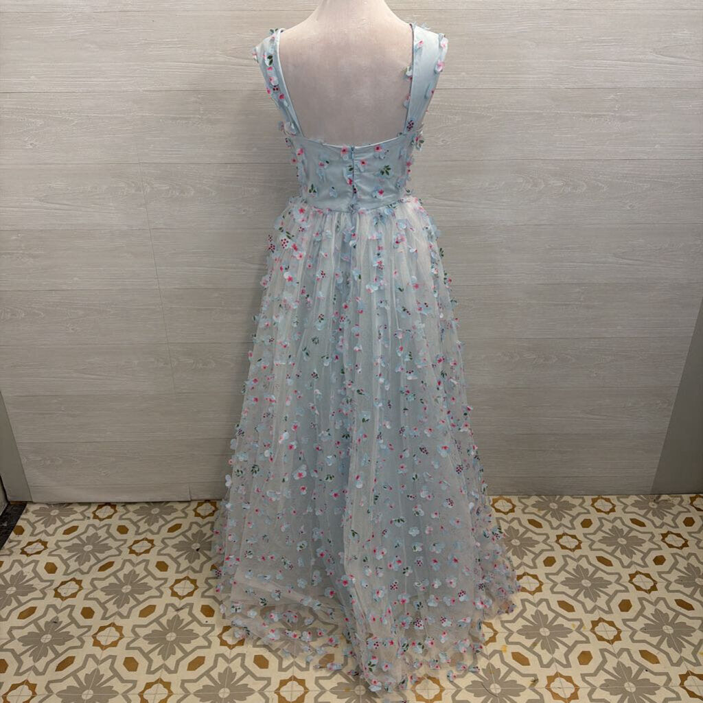 Tulle Formal Dress With Flower Appliques Large