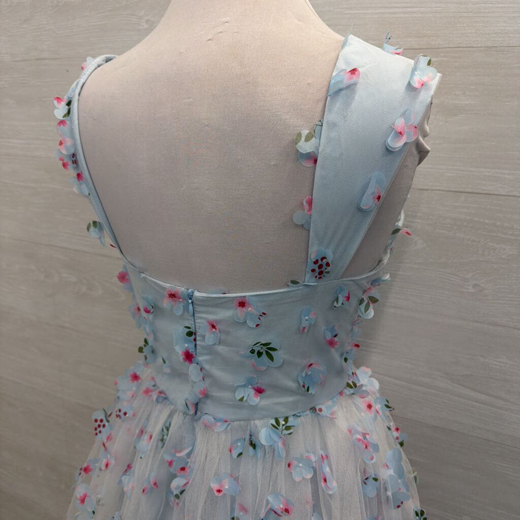 Tulle Formal Dress With Flower Appliques Large