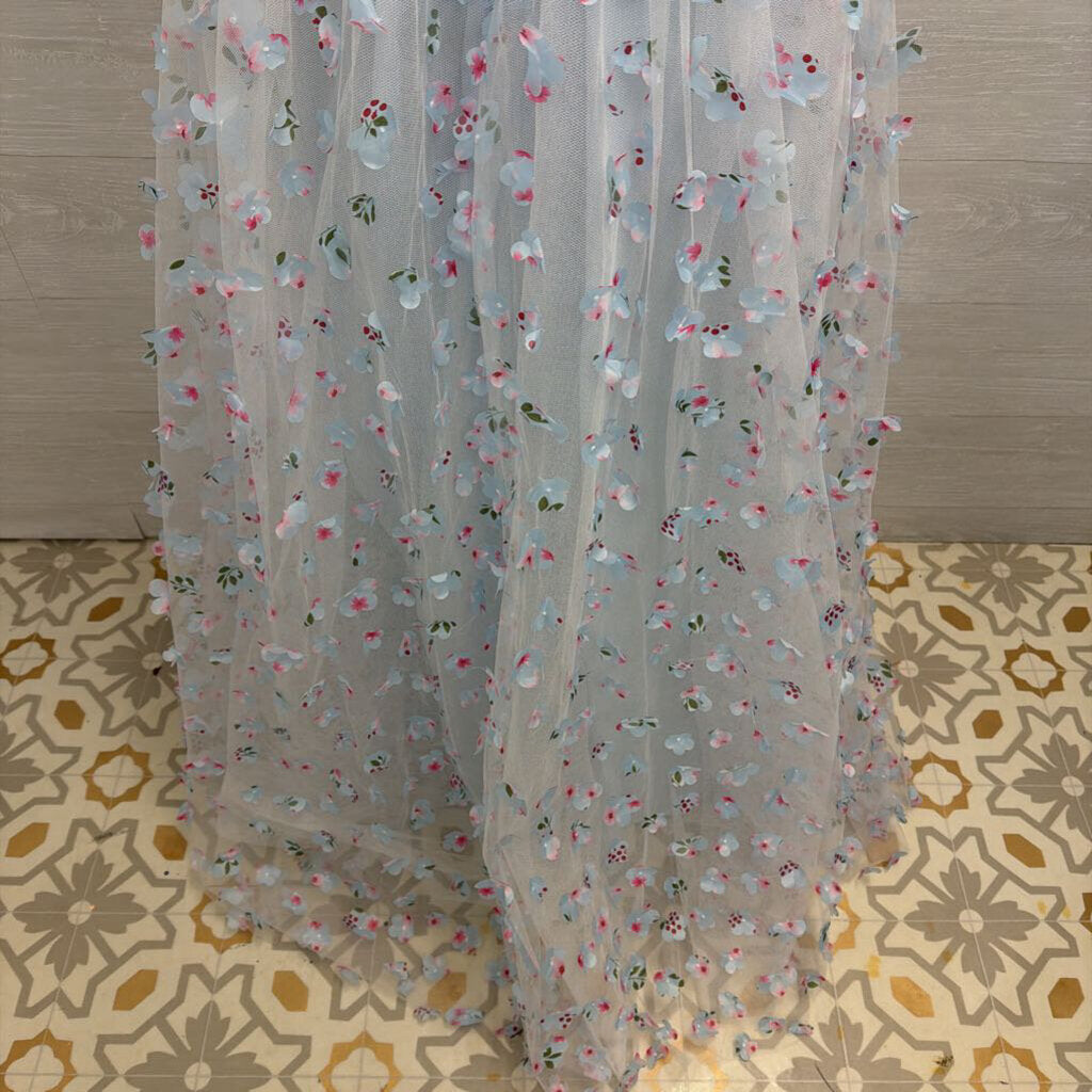 Tulle Formal Dress With Flower Appliques Large