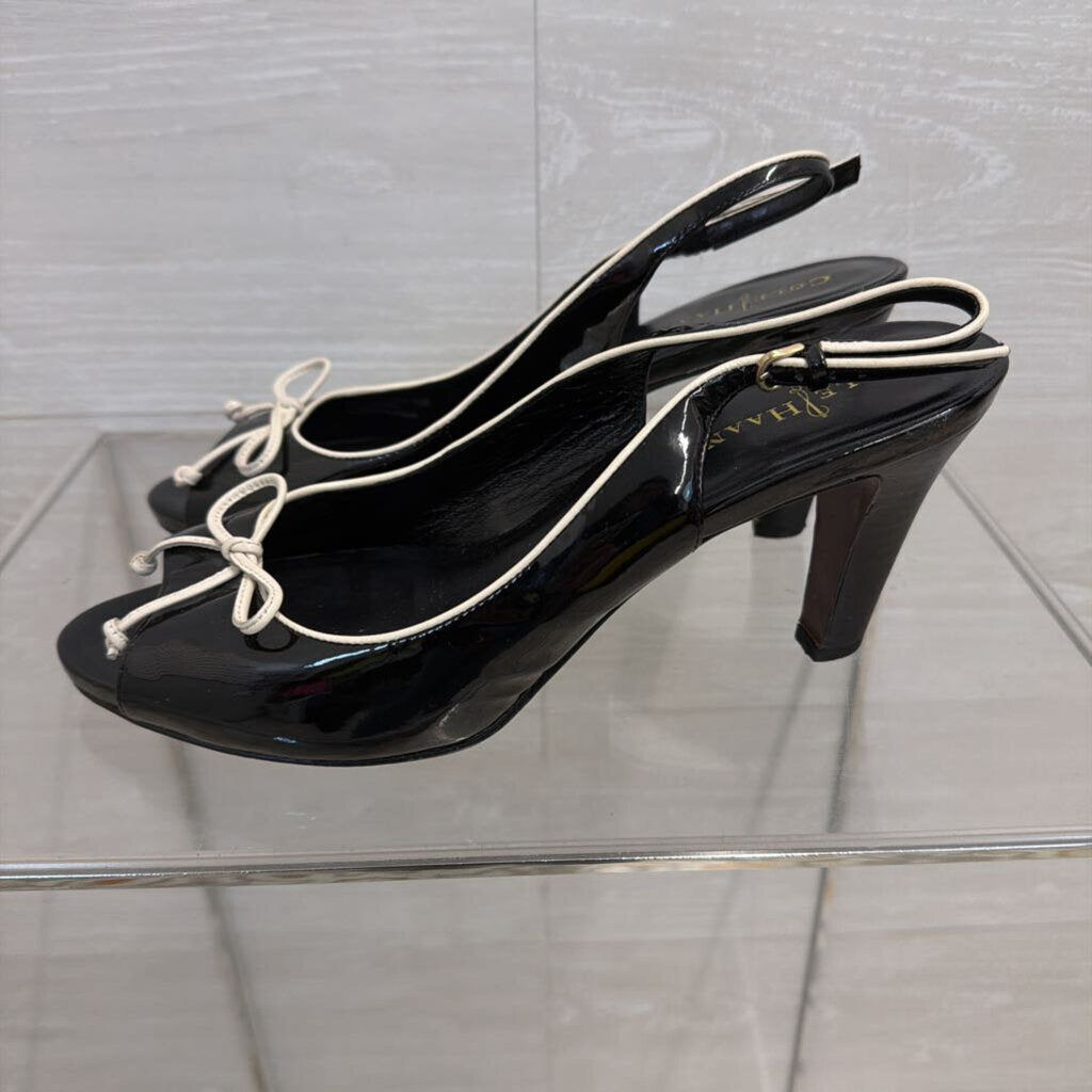 Cole Haan Patent Leather Bow Peep Toe Shoes 10.0