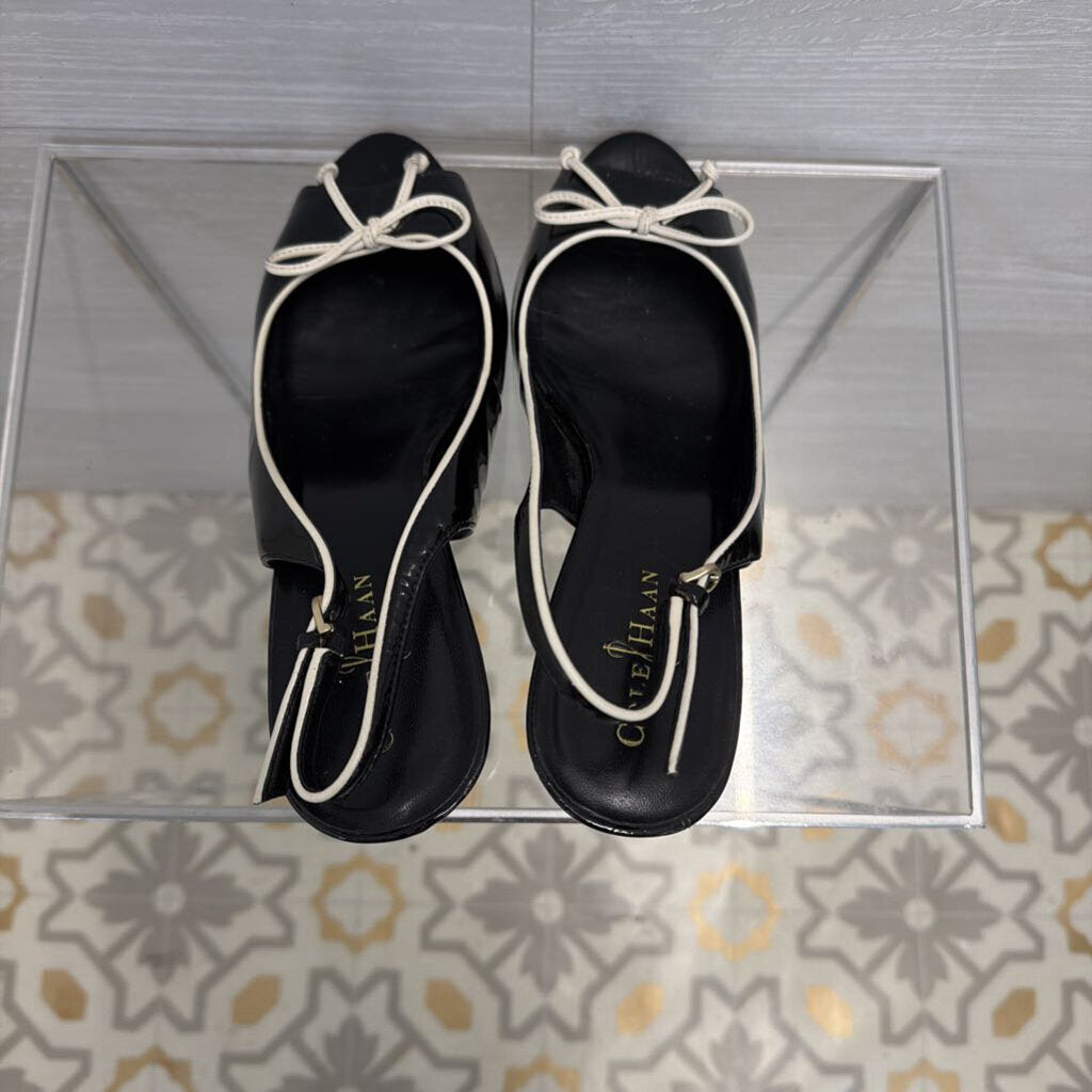Cole Haan Patent Leather Bow Peep Toe Shoes 10.0