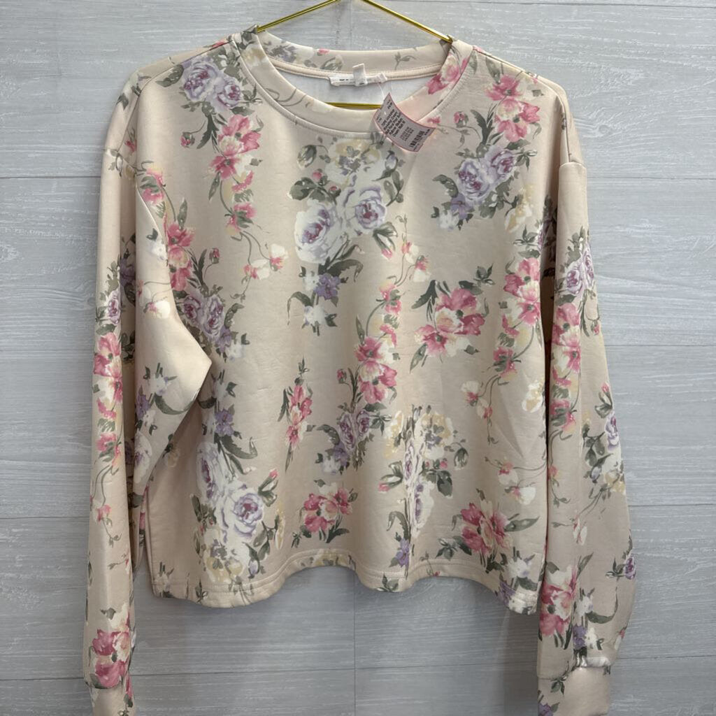 Workshop Cream/ Multi Floral Print Soft Pullover Medium