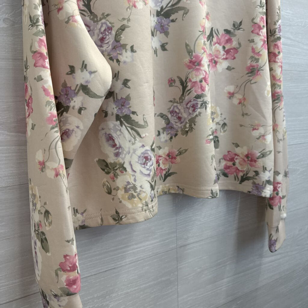 Workshop Cream/ Multi Floral Print Soft Pullover Medium
