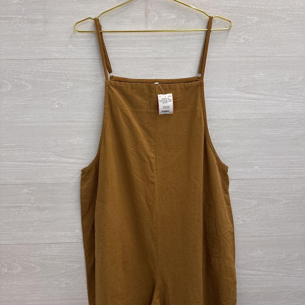 Brown Wide Leg Overalls Large