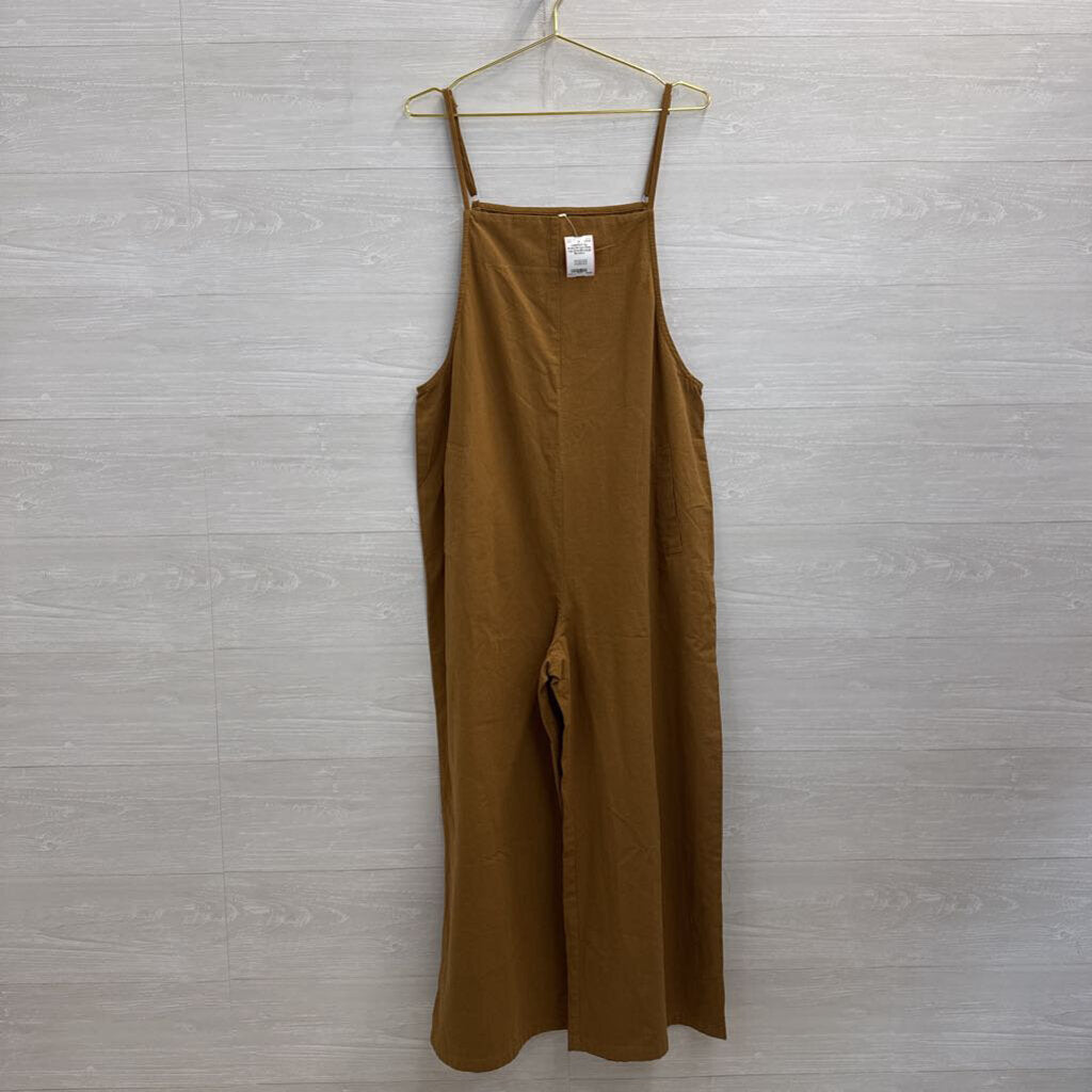 Brown Wide Leg Overalls Large