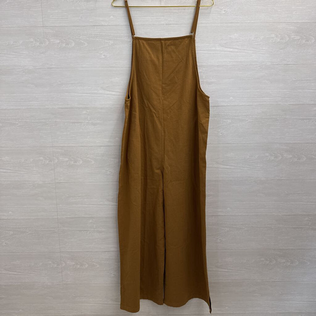 Brown Wide Leg Overalls Large