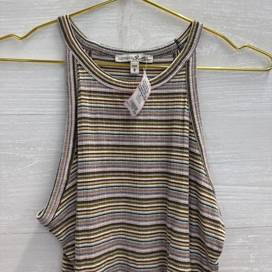 Express Brown/ Multi Striped Cropped Tank Top Medium