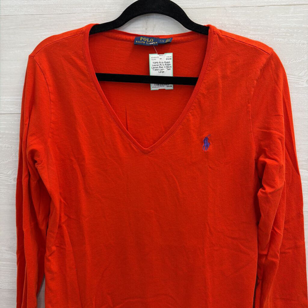 Polo Ralph Lauren Red V-Neck T-shirt Large
