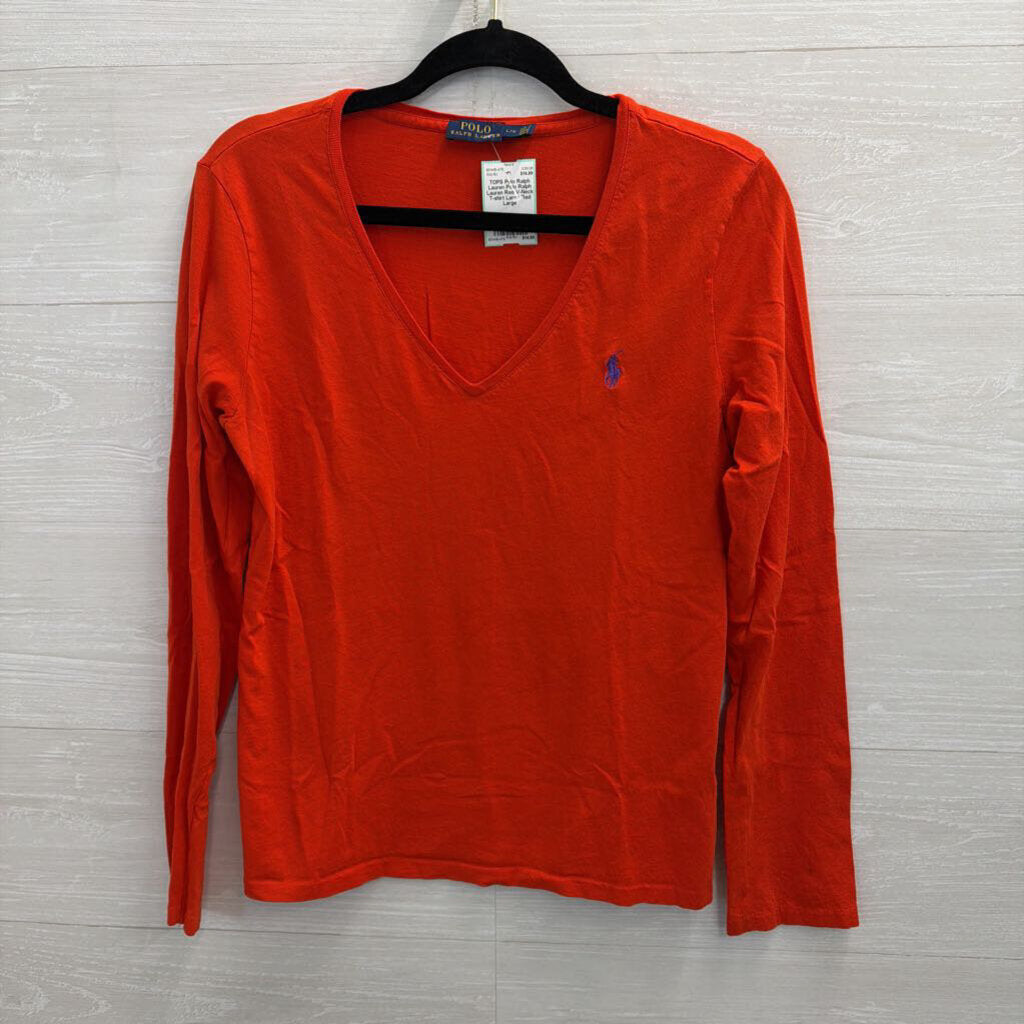 Polo Ralph Lauren Red V-Neck T-shirt Large